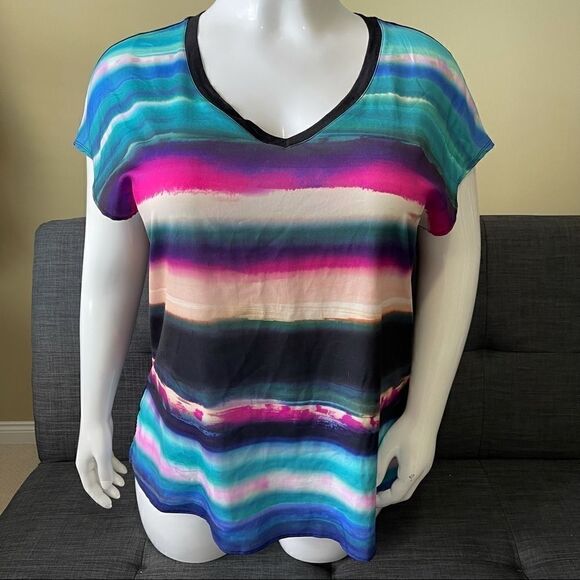 Blue & Pink Sublimated Mixed Media Tunic - Picture 2 of 6